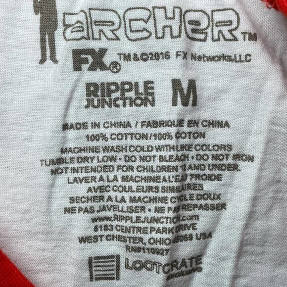 100% STERLING ARCHER PI GRAPHIC T-SHIRT 3/4 RAGLAN BASEBALL SLEEVE ORANGE - M - Picture 5 of 6